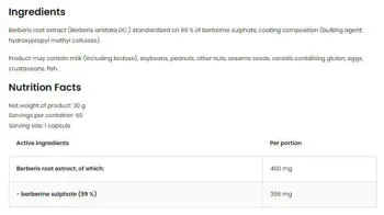 Berberine Sulphate 396 mg | 99% Berberis Root Extract