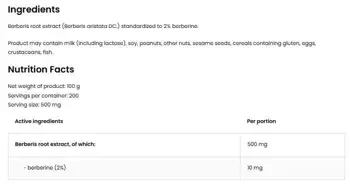 OstroVit Berberis Extract Powder Berberine Берберин - 100 грама, 200 дози