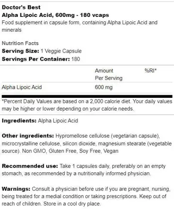 BEST Алфа-Липоева Киселина 600мг / BEST Alpha Lipoic Acid 600 mg