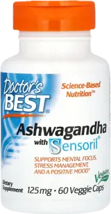 Doctor's Best Ashwagandha 125 mg В подкрепа на фокуса и стрес мениджмънта х 60 веге капсули