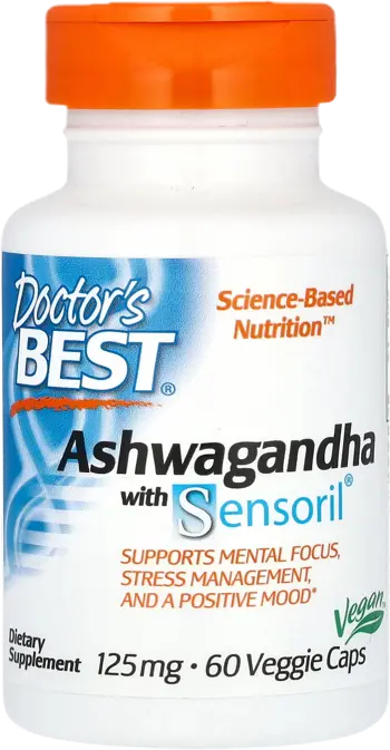 Doctor's Best Ashwagandha 125 mg В подкрепа на фокуса и стрес мениджмънта х 60 веге капсули