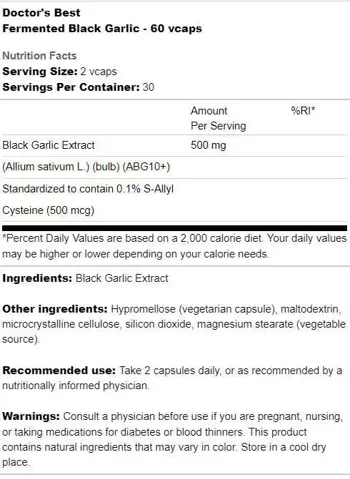 Doctor's Best Fermented Black Garlic Ферментирал Черен Чесън ABG10+ х 60 капсули