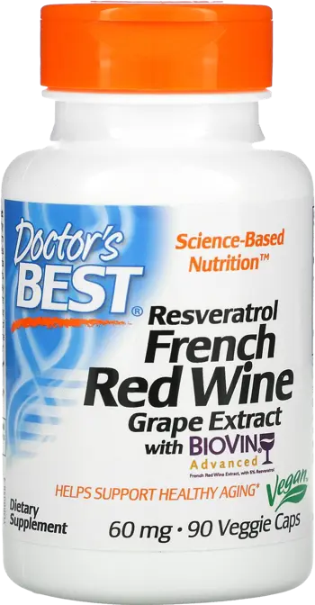 Doctor's Best French Red Wine Extract 60 mg Екстракт от червено вино за сърдечно-съдова подкрепа