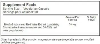 Doctor's Best French Red Wine Extract 60 mg Екстракт от червено вино за сърдечно-съдова подкрепа