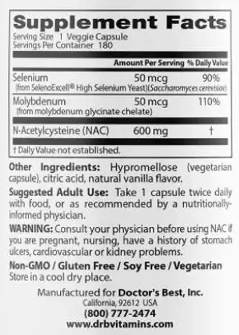 BEST Ацетил-Цистеин 600 мг / BEST NAC Detox Regulators 600 mg