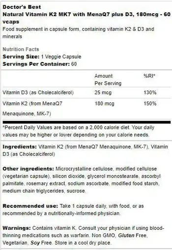 BEST Витамин К2 МК-7 + D3 /  Natural Vitamin K2 MK-7 180 mcg | Plus D-3