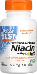 BEST Niacin Time-Released with Niaxtend 500 мг - Ниацин с Бавно Освобождаване - 120 таблетки, 120 дози