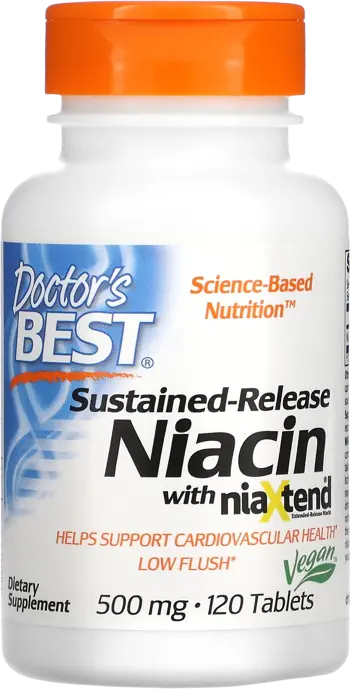 BEST Niacin Time-Released with Niaxtend 500 мг - Ниацин с Бавно Освобождаване - 120 таблетки, 120 дози