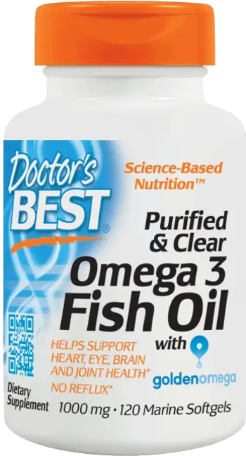 BEST Omega 3 Fish Oil (Рибено Масло Омега 3) 1000 мг / Purified & Clear- 120 гел капсули, 60 дози