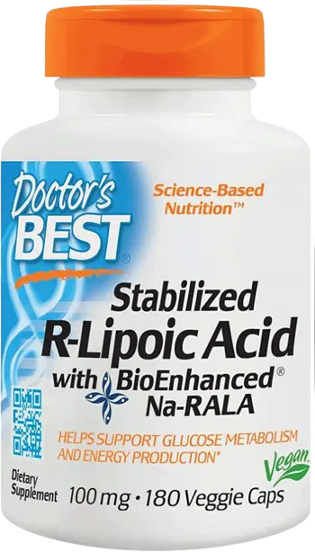 Doctor's Best Stabilized R-Lipoic Acid with BioEnhanced Na-RALA 100 mg За метаболизъм и антиоксидантна защита