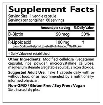 Doctor's Best Stabilized R-Lipoic Acid with BioEnhanced Na-RALA 100 mg За метаболизъм и антиоксидантна защита