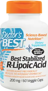 Doctor's Best R-Lipoic Acid / Stabilized NA-R-ALA 200 mg Мощен антиоксидант