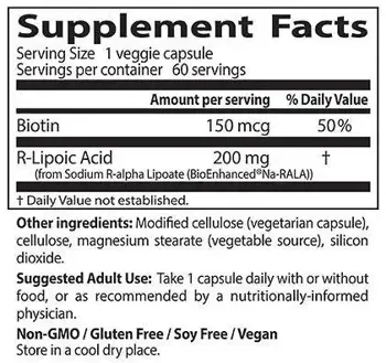 Doctor's Best R-Lipoic Acid / Stabilized NA-R-ALA 200 mg Мощен антиоксидант
