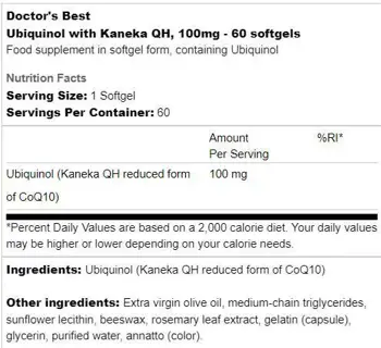 Doctor's Best Ubiquinol Kaneka QH 50 mg За сърдечно здраве и енергия