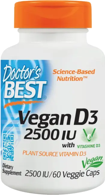 Doctor's Best Vegan Vitamin D3 2500 IU Веган Витамин D3 за здрави кости и имунитет