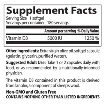 Doctor's Best Vitamin D3 5000 IU Витамин D3 за имунитет и здрави кости