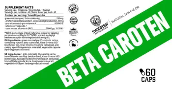 SWEDISH Supplements Beta Carotene Natural 25000 IU Бета-Каротен - 60 капсули, 60 дози