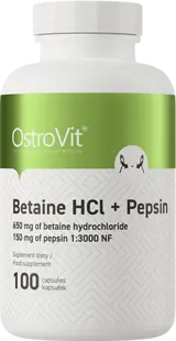 OstroVit Betaine HCl + Pepsin Бетаин HCL + Пепсин - 100 капсули, 100 дози