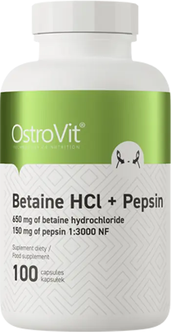 OstroVit Betaine HCl + Pepsin Бетаин HCL + Пепсин - 100 капсули, 100 дози