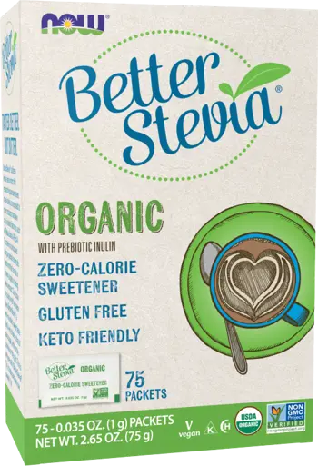 NOW Foods Better Stevia Organic Стевия - 75 пакета, 75 дози