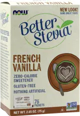NOW Foods Better Stevia® Packets French Vanilla Подсладител Стевия - 75 пакета, 75 дози