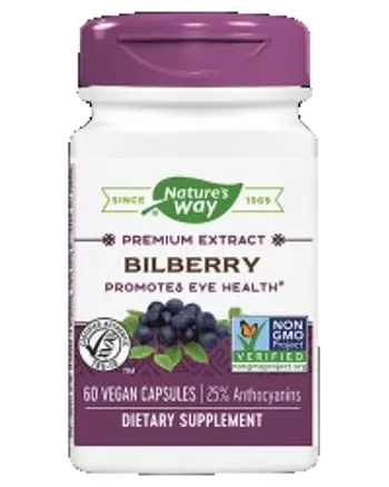 Nature's Way Bilberry 200 mg Екстракт от черна боровинка за здраве на очите х 60 веган капсули