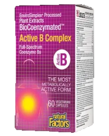 Natural Factors BioCoenzymated Active B-Complex Високоусвоим В-комплекс х 60 капсули