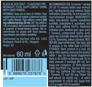 BIOTECH USA Black Blood Shot Азотен Бустър Шот - 20 шота x 60 мл