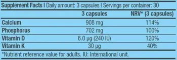 BIOTECH USA Ca D3 K2 Калций, Витамин D3 и Витамин К2 - 90 капсули, 30 дози