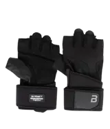 BIOTECH USA KYLE Wrist Support Leather Gloves Black Спортни Ръкавици с Кожена Повърхност и Стабилизираща Лента за Китките