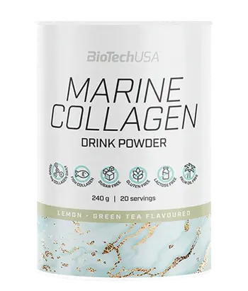 BIOTECH USA Marine Collagen Drink Powder Хидролизиран Рибен Колаген с Витамин С - 240 грама, 20 дози