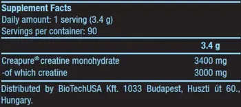 BIOTECH USA Mega Creatine Креатин Creapure® на Прах - 306 грама, 90 дози