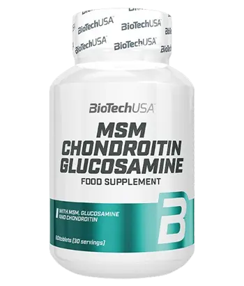 BIOTECH USA MSM Chondroitin Glucosamine Глюкозамин Сулфат, Метилсулфонилметан MSM и Хондроитин Сулфат - 60 таблетки, 30 дози