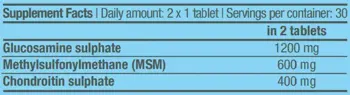 BIOTECH USA MSM Chondroitin Glucosamine Глюкозамин Сулфат, Метилсулфонилметан MSM и Хондроитин Сулфат - 60 таблетки, 30 дози