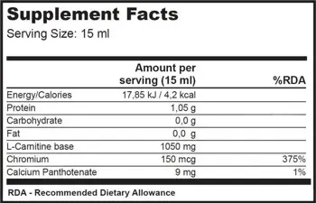 BIOTECH USA Течен Л-Карнитин + Хром 1050 мг/150 мкг - 500 мл, 33 дози / Liquid L-Carnitine 70000 + Chrome