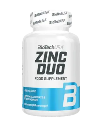 BIOTECH USA Zinc Duo 25 мг Цинк Глюконат и Цинк Бисглицинат - 60 таблетки, 60 дози