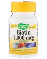 Nature's Way Biotin 1000 mcg Дъвчащи таблетки за здрава коса, кожа и нокти