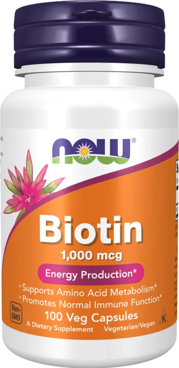 NOW Foods Biotin 1000 мкг Витамин Б-7 Биотин - 100 веге капсули, 100 дози