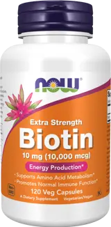 NOW Foods Biotin 10000 мкг Extra Strength Витамин Б-7 Биотин - 120 веге капсули, 120 дози