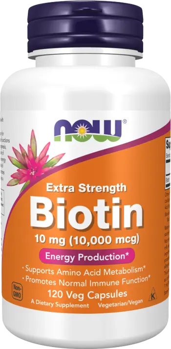 NOW Foods Biotin 10000 мкг Extra Strength Витамин Б-7 Биотин - 120 веге капсули, 120 дози
