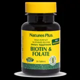 Natures Plus Biotin & Folate Високоефективен Биотин и Метилфолат х 30 таблетки