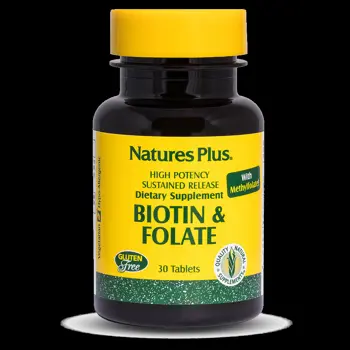 Natures Plus Biotin & Folate Високоефективен Биотин и Метилфолат х 30 таблетки