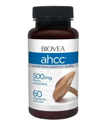 BIOVEA AHCC 500 мг Mushroom Immunity Formula Комплекс от 14 Гъби - 60 капсули, 30 дози