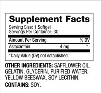 BIOVEA Astaxanthin 4 мг Астаксантин  - 30 гел капсули, 30 дози
