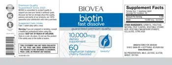 BIOVEA Biotin 10 000 Fast Dissolve Биотин - 60 таблетки, 60 дози