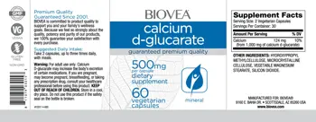 BIOVEA Calcium D-glucarate 500 мг Калциев D-Глюкарат - 60 капсули, 30 дози
