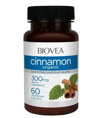 BIOVEA Cinnamon Organic 300 мг Канела - 60 капсули, 60 дози