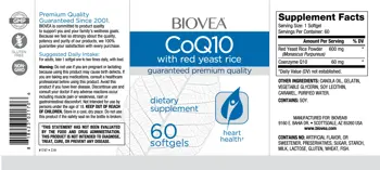 BIOVEA CoQ10 60mg & Red Yeast Rice Коензим CoQ10  + Червена Мая - 60 гел капсули, 60 дози
