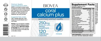 BIOVEA Coral Calcium Plus 1000 мг Калций Комплекс - 120 капсули, 30 дози