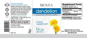 BIOVEA Dandelion Liquid Drops Течен Екстракт от Глухарче - 30 мл, 30 дози